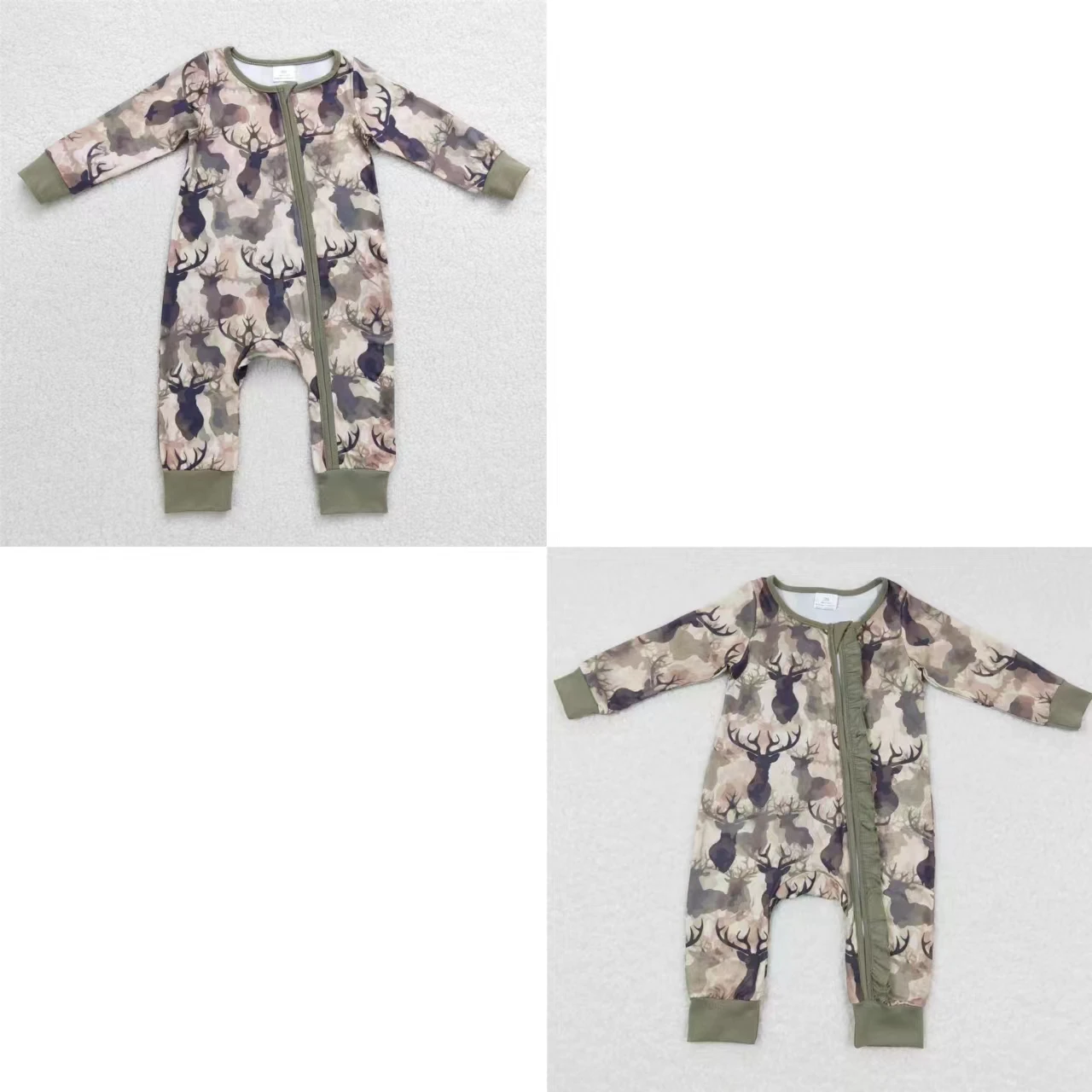 Rompers Newborn Coverall Bodysuit Hunting Jumpsuit Kids Toddler Long Sleeves Camo Reindeer Romper Zipper Matching Boy Girl One-pieceY250119HHAJ
