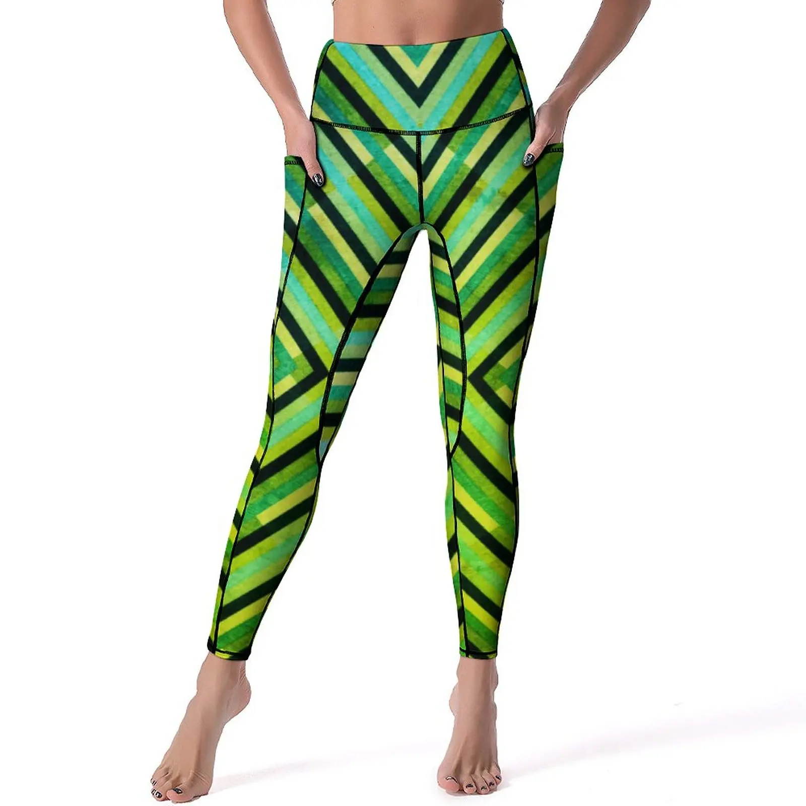 Abstract Geometric Yoga Pants Modern Art Print Work Out Leggings High Waist Elastic Sport Pants Casual Design Yoga Legging Gift