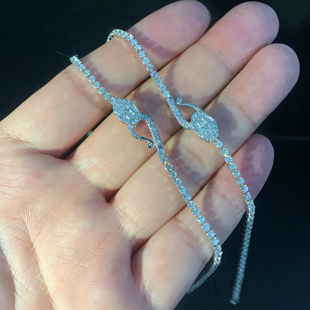 Bg CZ Tennis Bracelet for Women - Iced Out Snake Chain Hand Jewelry