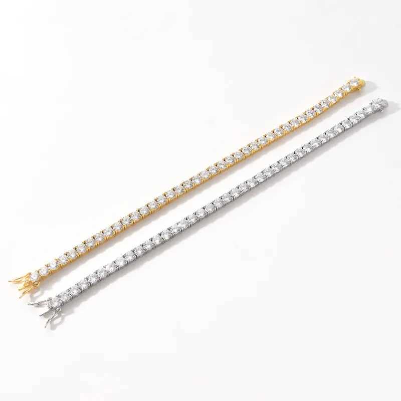 Custom Moissanite Chain VVS Iced Out silver chain necklace 925 sterling silver moissanite tennis chain