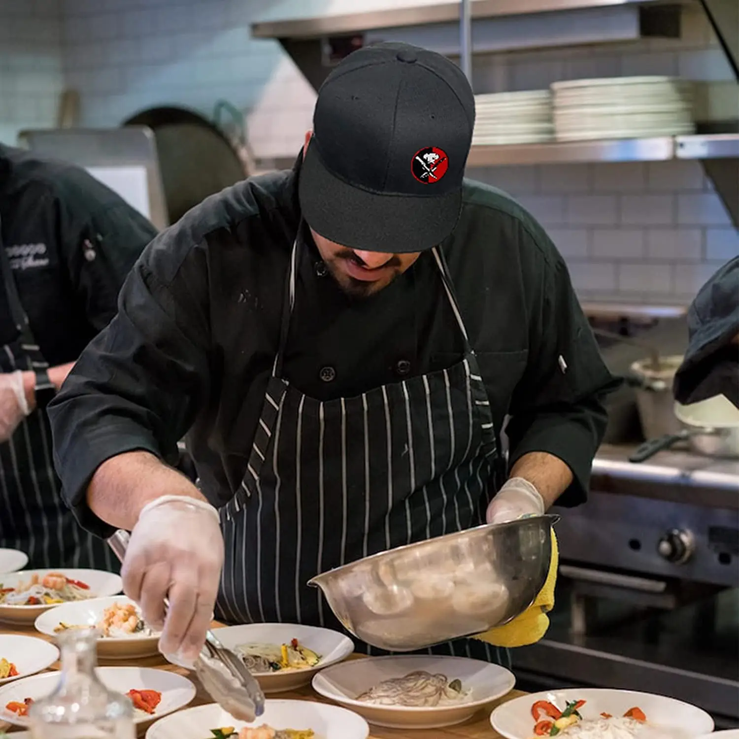 Mens Snapback Hats Chef Hip Hop Baseball Cap Snapback Extender Adjustable Black Fitted Hat smile