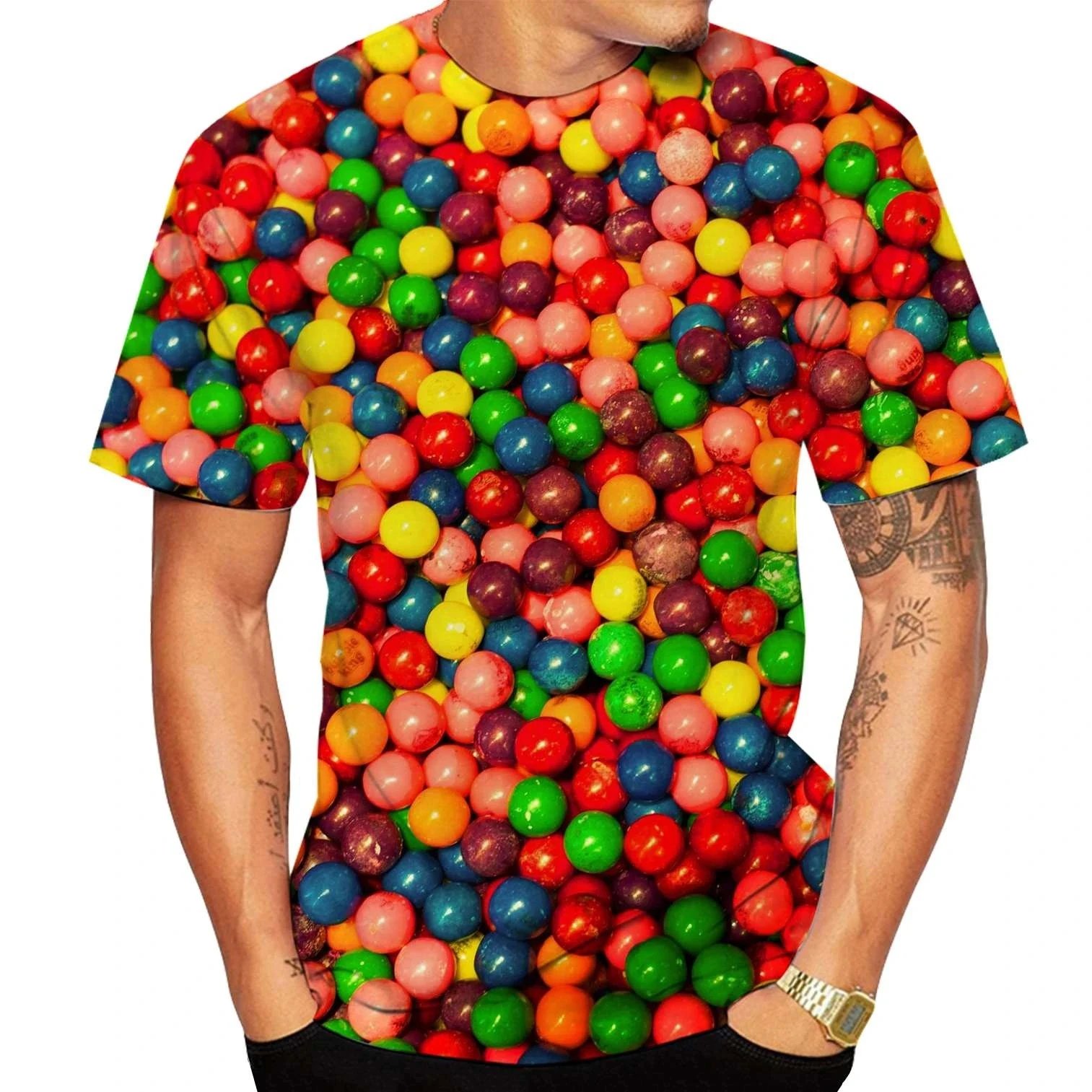 Printing Shirt Candy T Man Summer O-Neck Short Sleeve Oversized Top Casual Tee Loose Streetwear Unisex Haraku Clothing smile