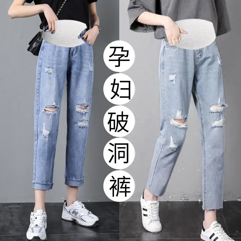 Jeans Summer Maternity Pants For Pregnant Women Clothes Nursing Pregnancy Leggings Trousers Gravidas Jeans Maternity Clothing smile