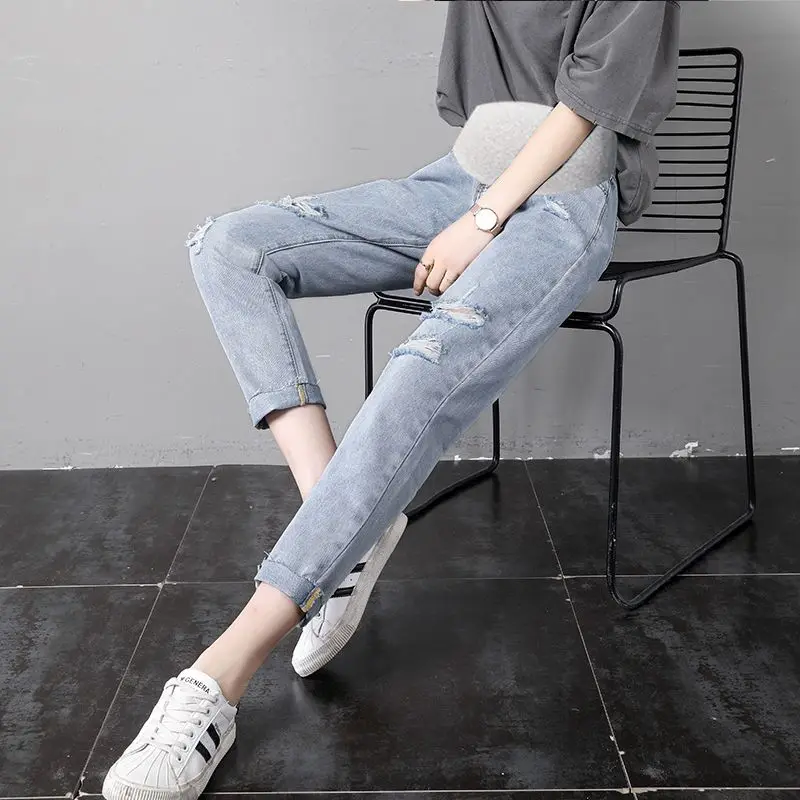 Jeans Summer Maternity Pants For Pregnant Women Clothes Nursing Pregnancy Leggings Trousers Gravidas Jeans Maternity Clothing smile