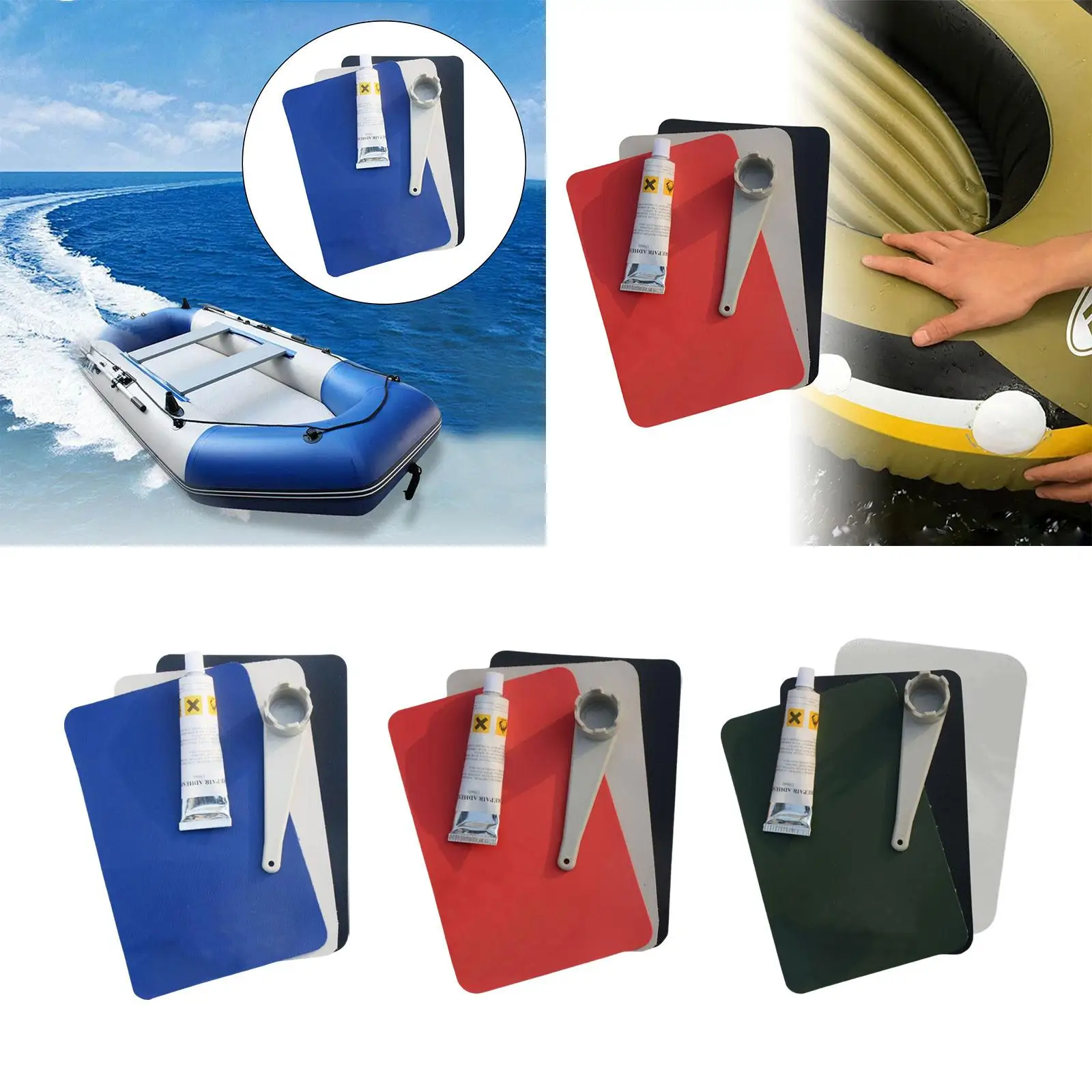 Repair Kayak ddmysmile Kayak Patches Air Vae Wrench Iatable Boat Repair Patches Kit Portable PVC Patch For Water Toys Replacement Smile