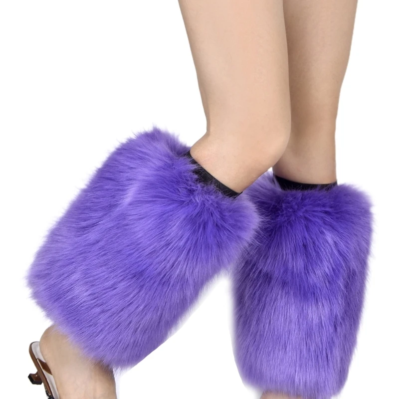 new 2025 Women Winter Vibrant Furry Leg Warmers Haruku Warm Leggings Cuffs Covers Faux Fur Calf Socks Partywear