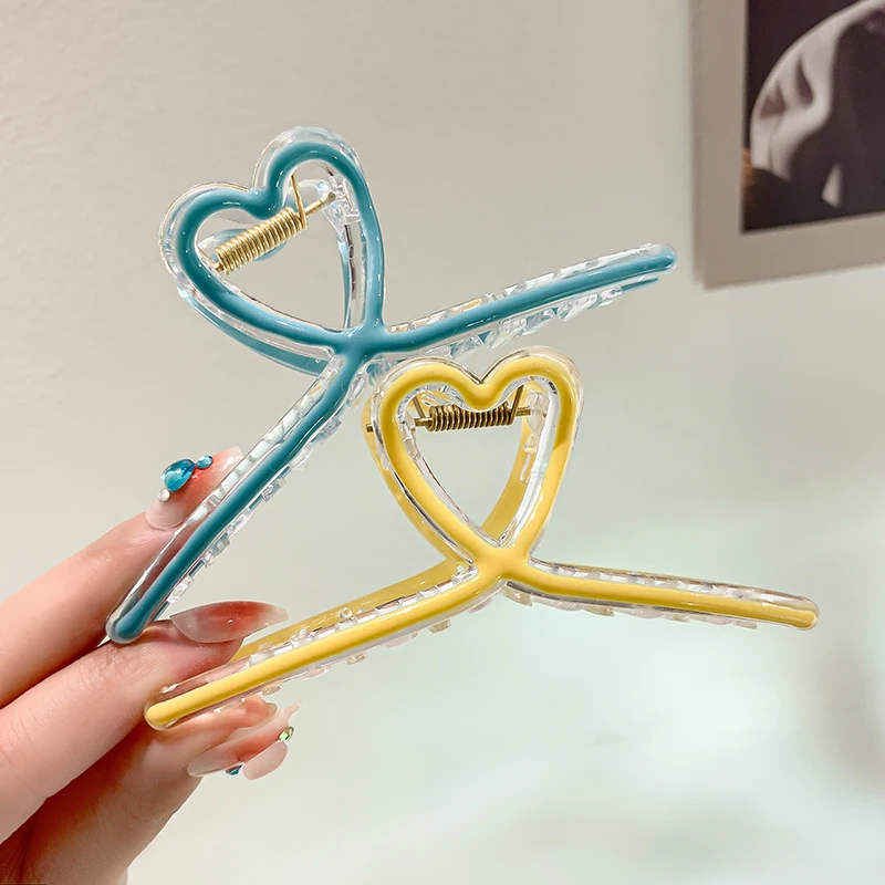Large Love AISHG Alloy Shark Clip for Women Korean Style Hair Clamp Female Hair Accessories Headwear Ladies Head Grab Clip smile