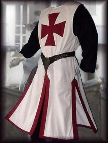 Medieval Men Plus Size Cosplay Robes Templar Knight Crusader Surcoat Long Sleeve Short Tops Reenactment Costume smile