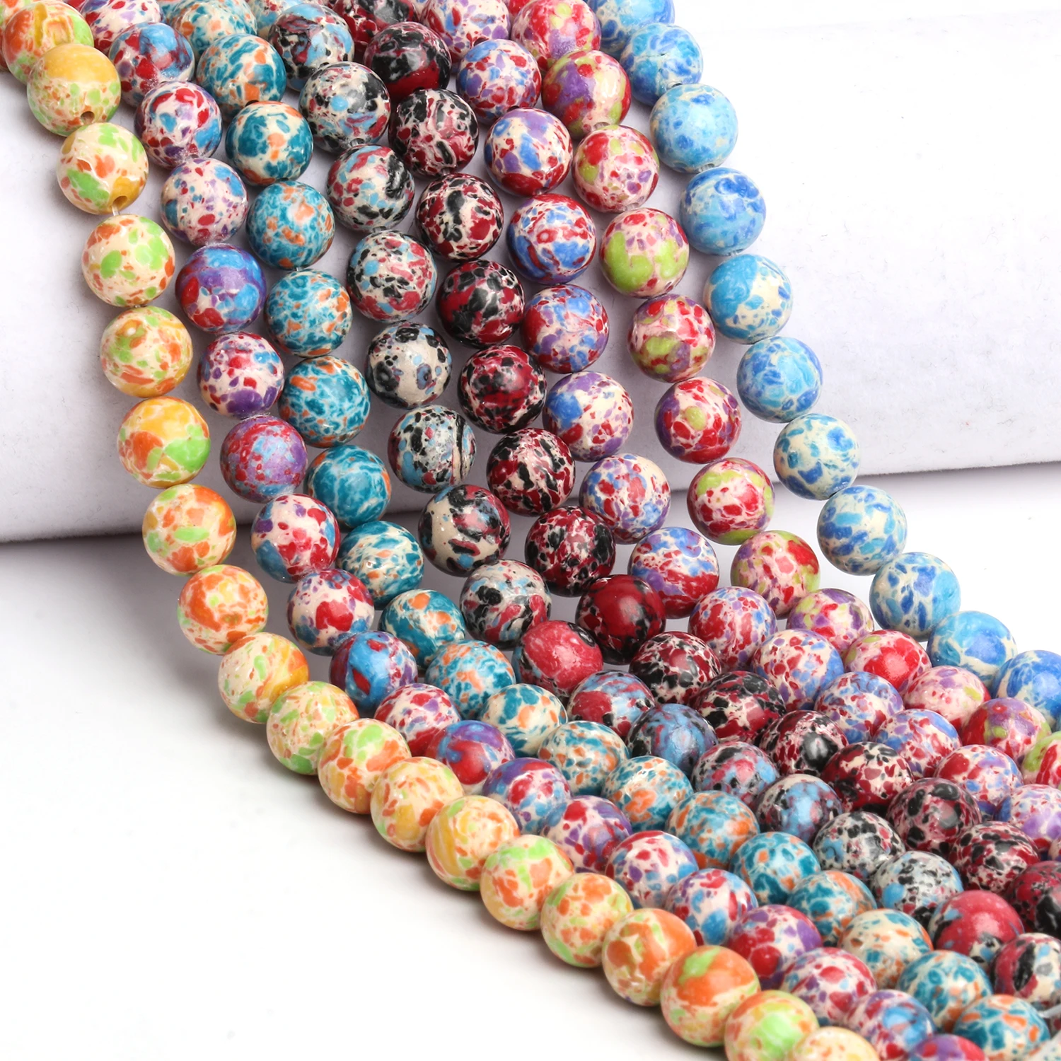 Natural Colorful Imperial Sediment Jasper Round Spacer Stone Beads For Jewelry Making DIY Earring Bracelet Necklace Accessories