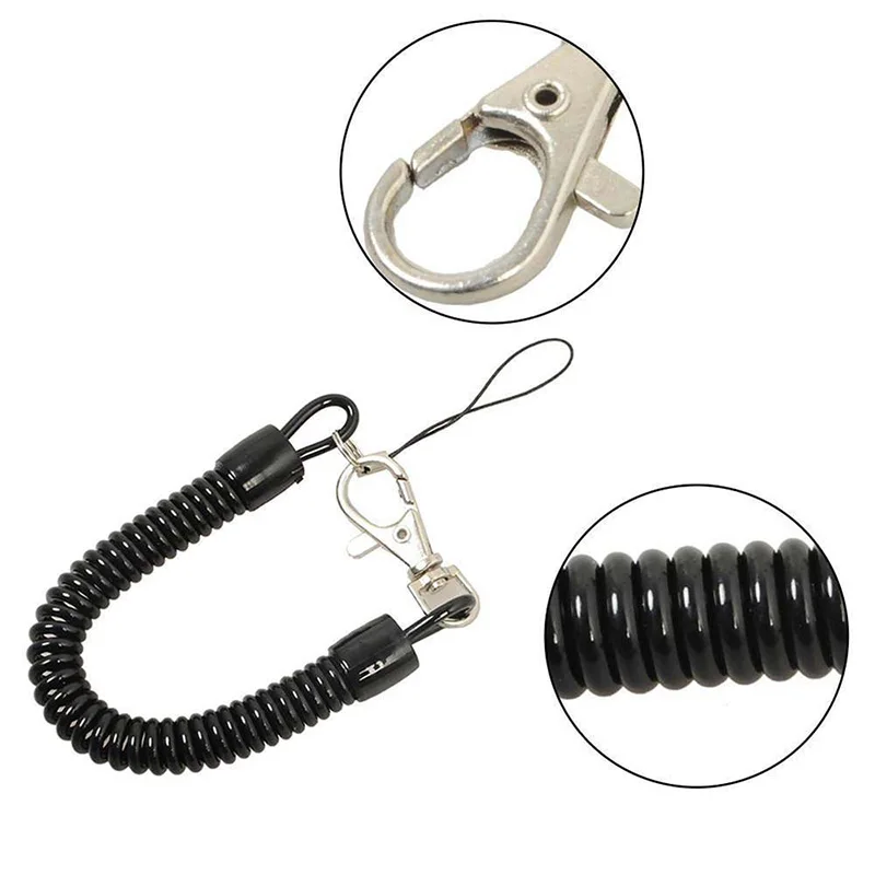 4PCS Tactical Retractable Spring Elastic Rope Security Gear Anti-lost Phone Keychain Portable Fishing Lanyards Outdoor Multitool