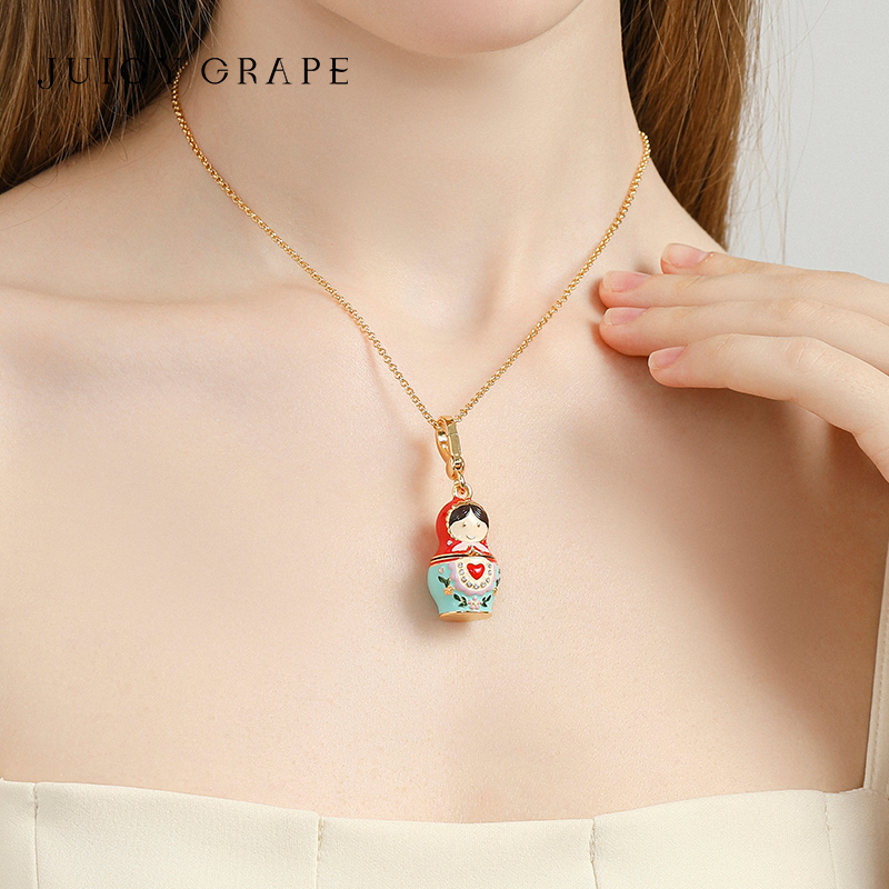 Juicy Grape Russian Nesting Doll Necklace Pendant Keychain Sweater Chain 2024 New Year Christmas Ornaments Santa Claus Xmas Kids