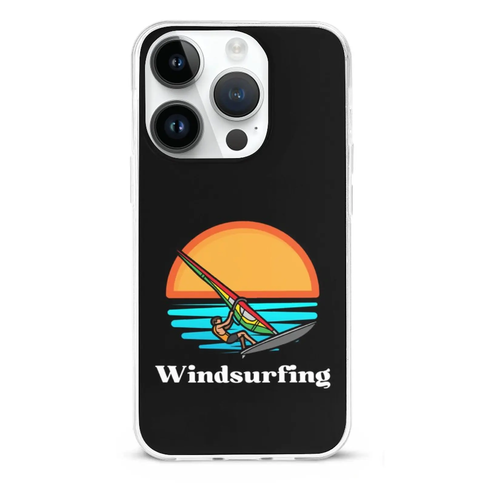 Fiber Windsurfing In Sunset Skin Case For Iphone 11 12 13 14 Pro Max Mini Xr 7 8 Plus Cases Cover Kitesurfing Water Sport Kite smile