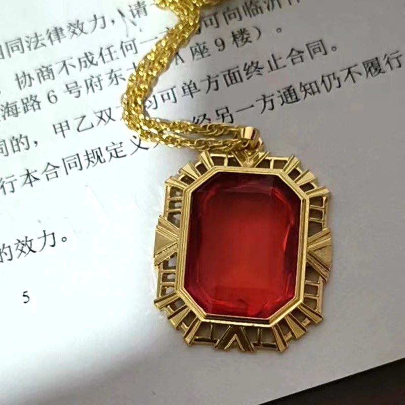 The Sandman Ruby Neckalce Cosplay King of Dreams Morpheus Red Stone Pendant Vintage Jewelry Costume Accessories Prop Fans Gift