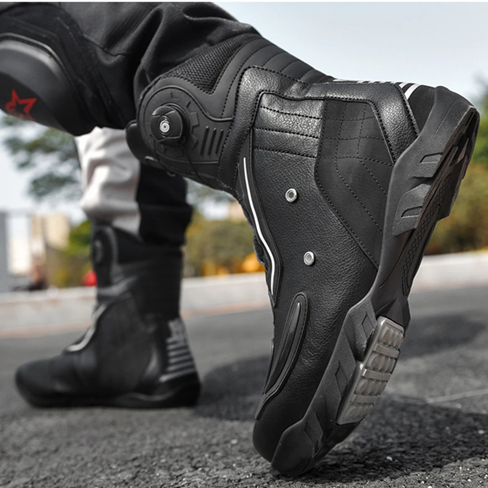 Motorcycle Men Boots Women Breathable ddmysmile Motocross Boot PU Leather Botas Para Motociclista Motorbike Riding Boots Four-Season Smile