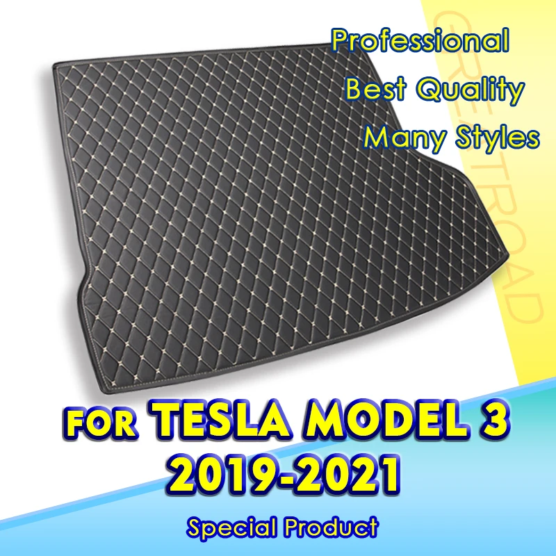Car Trunk Mat For Tesla MODEL 3 2019-2021 2020 Cargo Liner Carpet Interior Accessories Cover