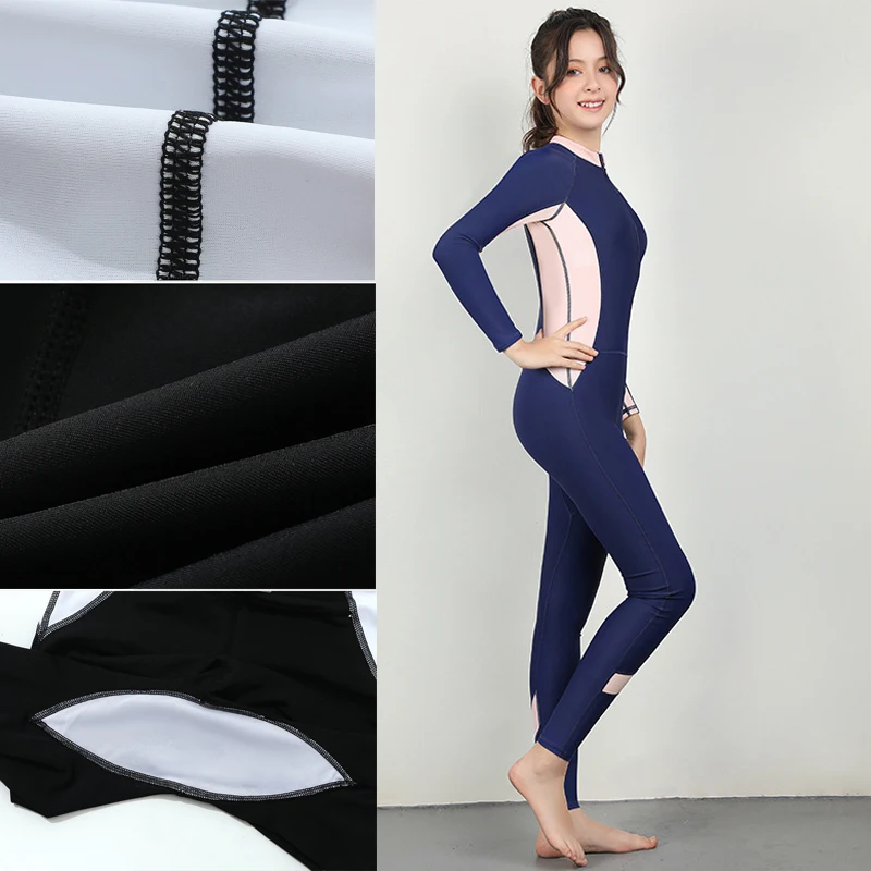 One Quick Dry Piece Swimsuit Long Sleeve Swimwear Boys Girls UPF 50+ Rash Guards Children Beach Surf Water Sport Swim Suit 2022 + smile + +