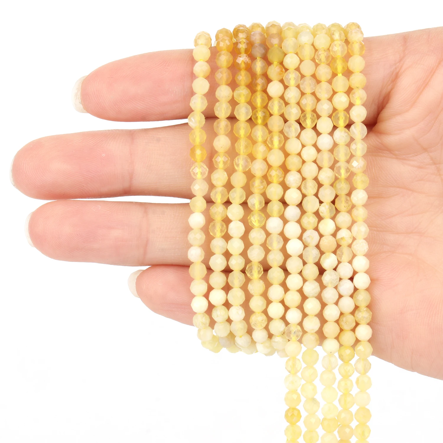 Natural Stone Faceted Beads Citrine Spacer Loose Beads for Jewelry Making DIY Handemade Bracelet Necklace Accessoy 15'' 4mm