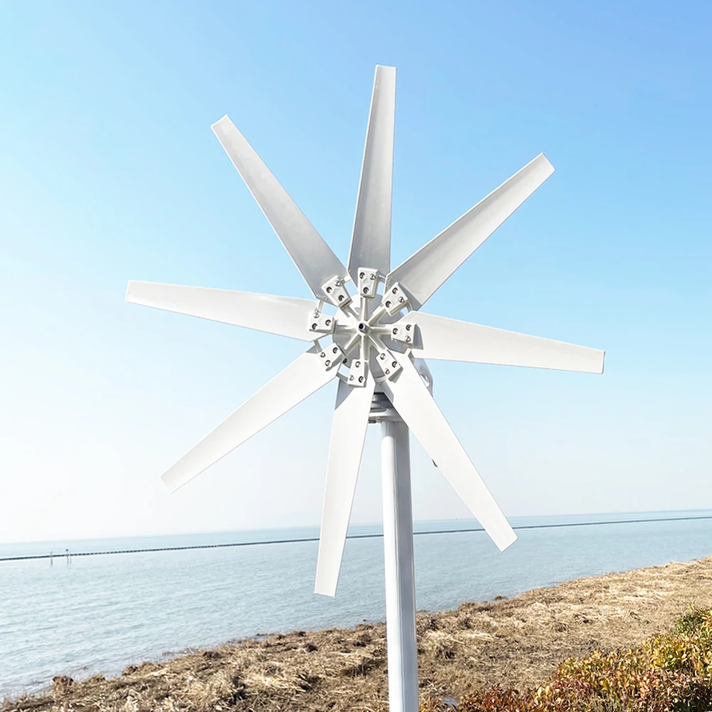 Factory 3000W Wind Turbine Generator 8 Blades Alternator Three-Phase Vertical Axis Windmill With Mppt Controller
