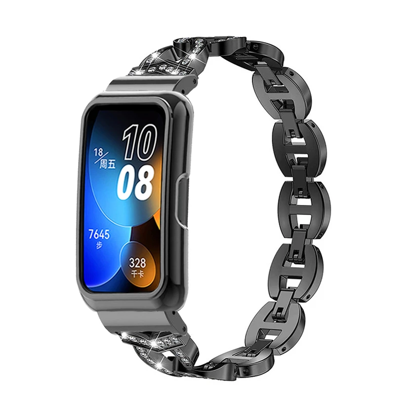 Bracelet Metal Case Dia Protector For Huawei Band 6/7/8 Smart Band Strap For Honor band 6/7 Protective Cover Shell Watchband smile