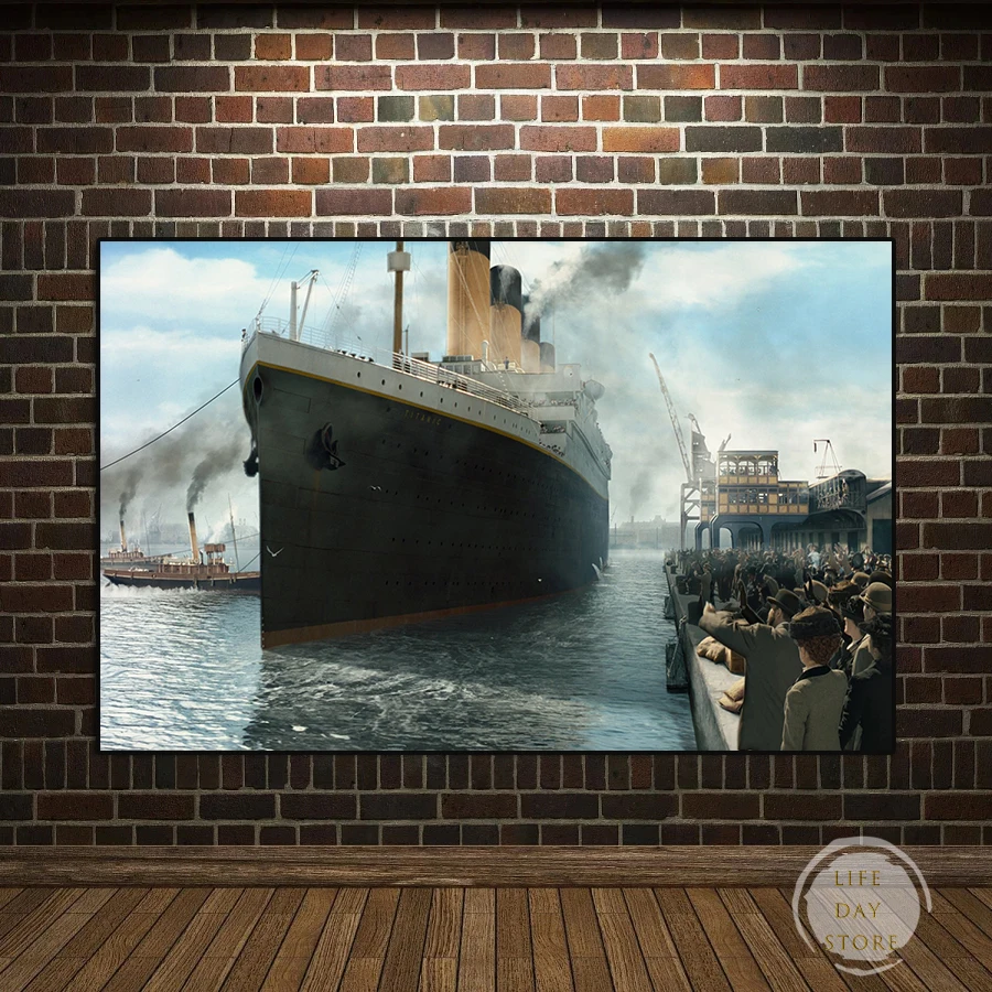 Movie Canvas Titanic Classic Painting Boat Sailing Ship Seascape Poster and Print Wall Art Picture for Living Room Home Decor smile
