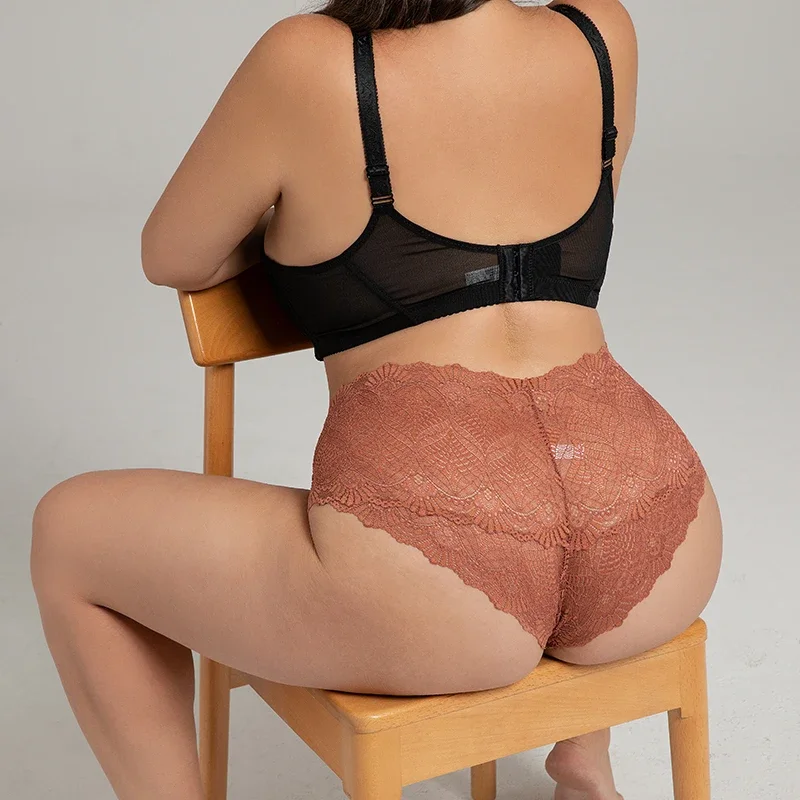 3PCS Sexy Lingerie new Plus Size Women Panties High-Waist Lace Underwear Floral Transparent Briefs 2025 Intimate Lady Underpants 1XL-4XL