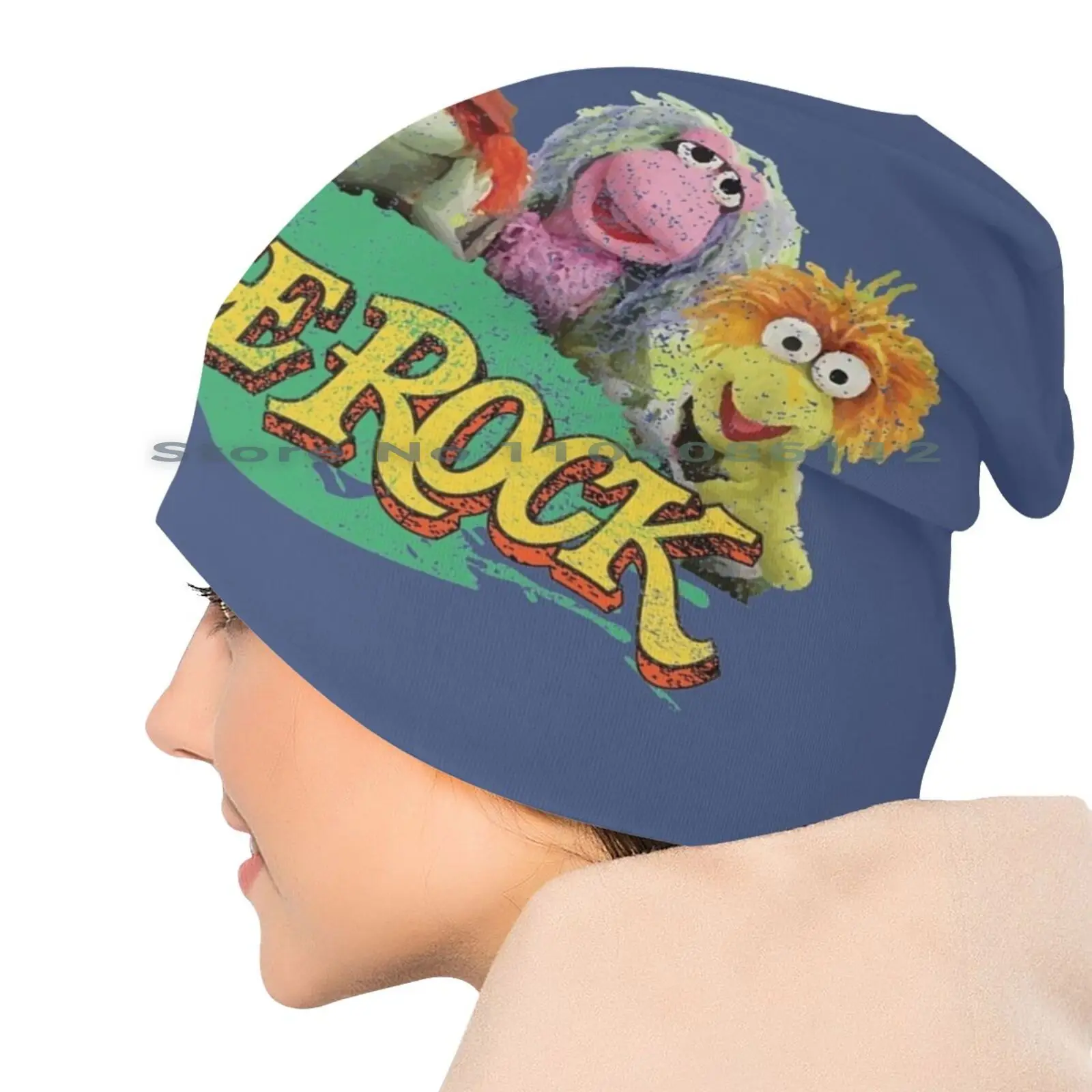 Rock Stars 80s Party Distressed Faded Vintage Beanies Knit Hat Fraggle Rock Red Dance Cares Away Wembley Godo Jem Holograms