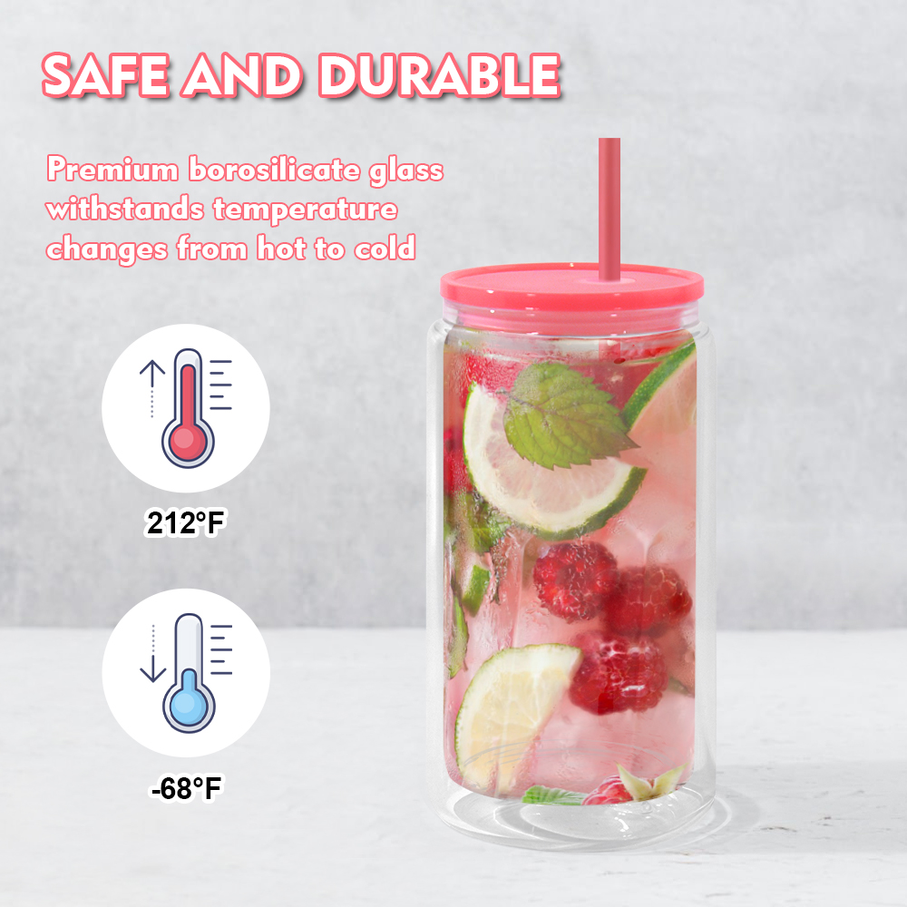 16oz Plastic Snow Globe tumbler double wall arylic tumblers with colorful lids and straw for Vinyl UV DTF sticker Summer Drinkware Mason Jar drinking 