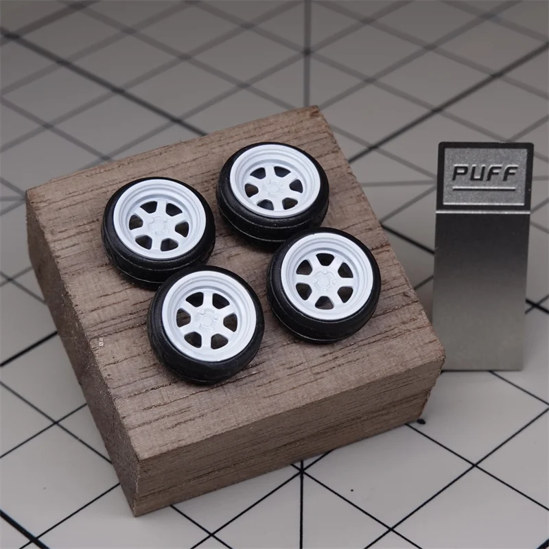 new Model Car 1/64 Wheels RAYS-TE37 2025 Wheels Diameter 6.8mm With Rubber Tires Modified Parts Racing Vehicle Toy Tomica 4pcs Set