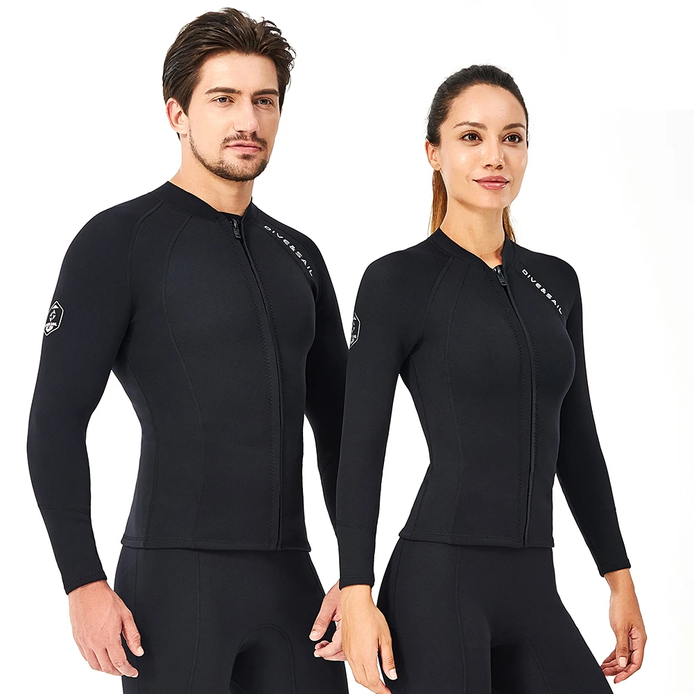 DIVE 2MM Premium SAIL Diving Suit For Men Women Wetwuit Pants Split bodyJacket-pants Neoprene Swimwear Black Keep Warm Black smile