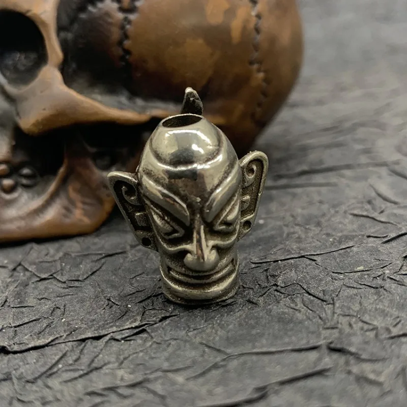 Ears Ancient Big Eyes Mask Knife Beads Metal Brass Woven Paracord Lanyard Pendants EDC Outdoor Tool Charms DIY Accessory smile