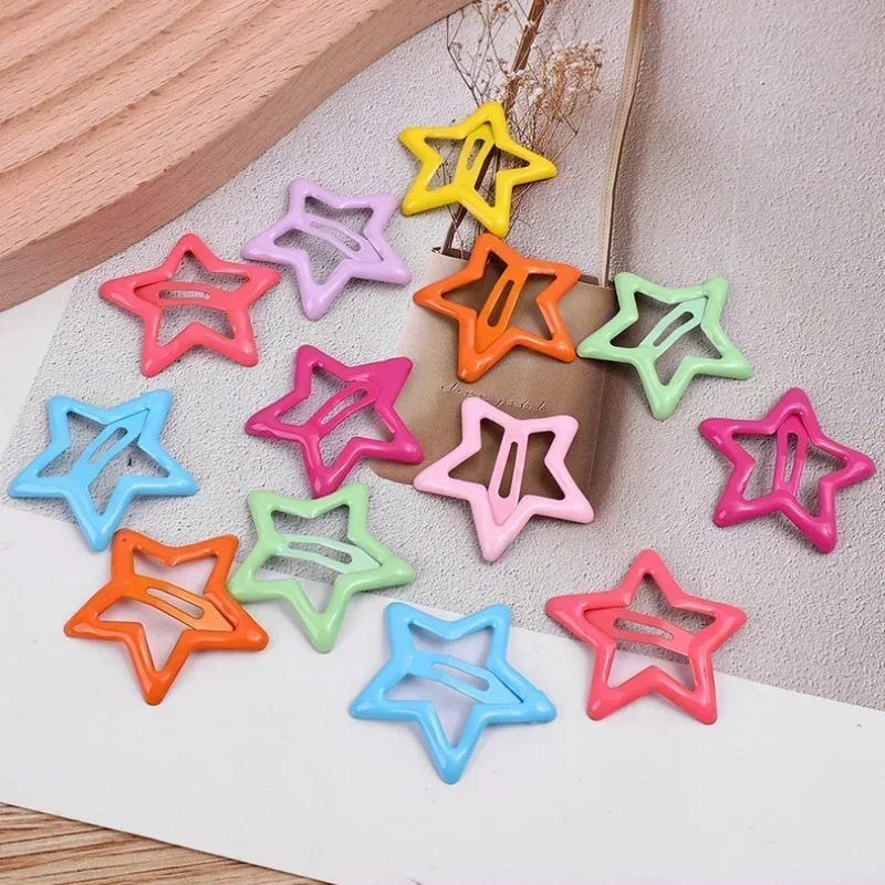 Colorful Star BB 10-30Pcs Hair Clips Y2K Women Grils Cute Metal Star Hairpin Side Barrettes Hair Grip Headwear Hair Accessories smile