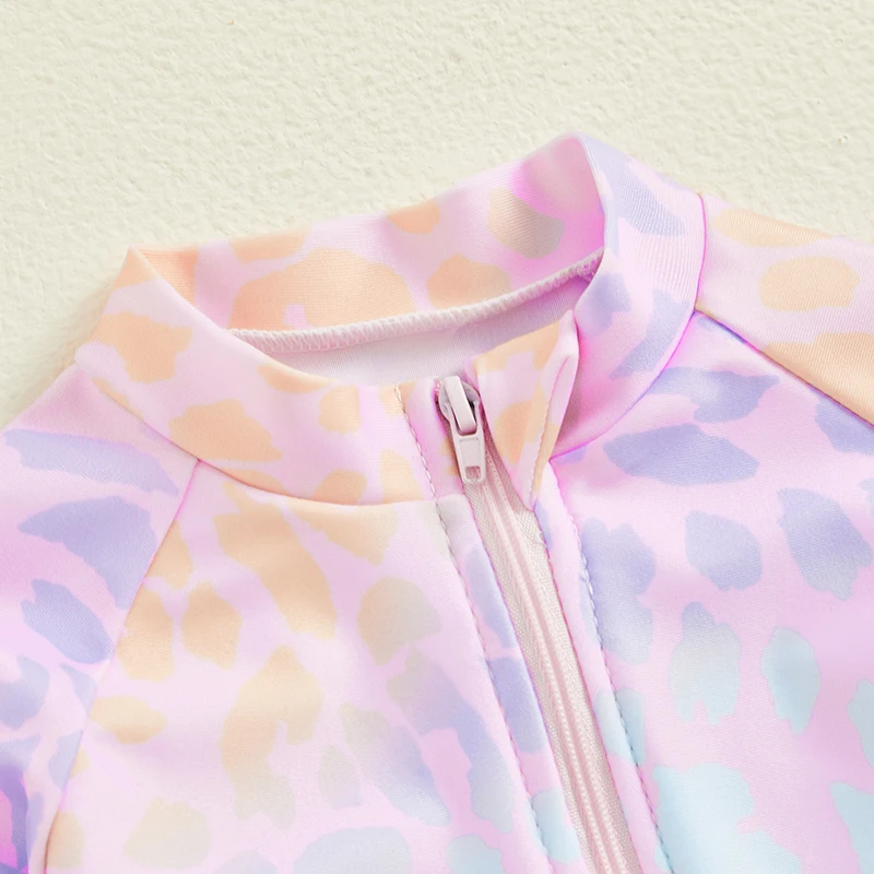 Toddler Clothes Swimming Girls Suits Kid Girls Swimwear Fish Scale Print Long Sleeve Mock Neck Zip Up Bathing Suit smile