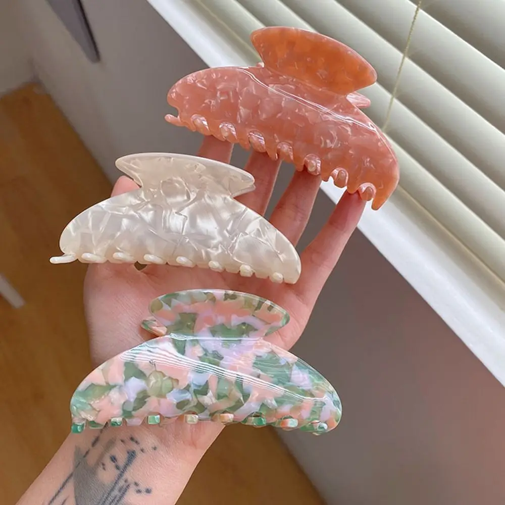 Simple Cute Shark Clip Girls French Flower Acetate Hair Clip Female Hair Accessories Korean Style Headwear Plastic Hair Claw