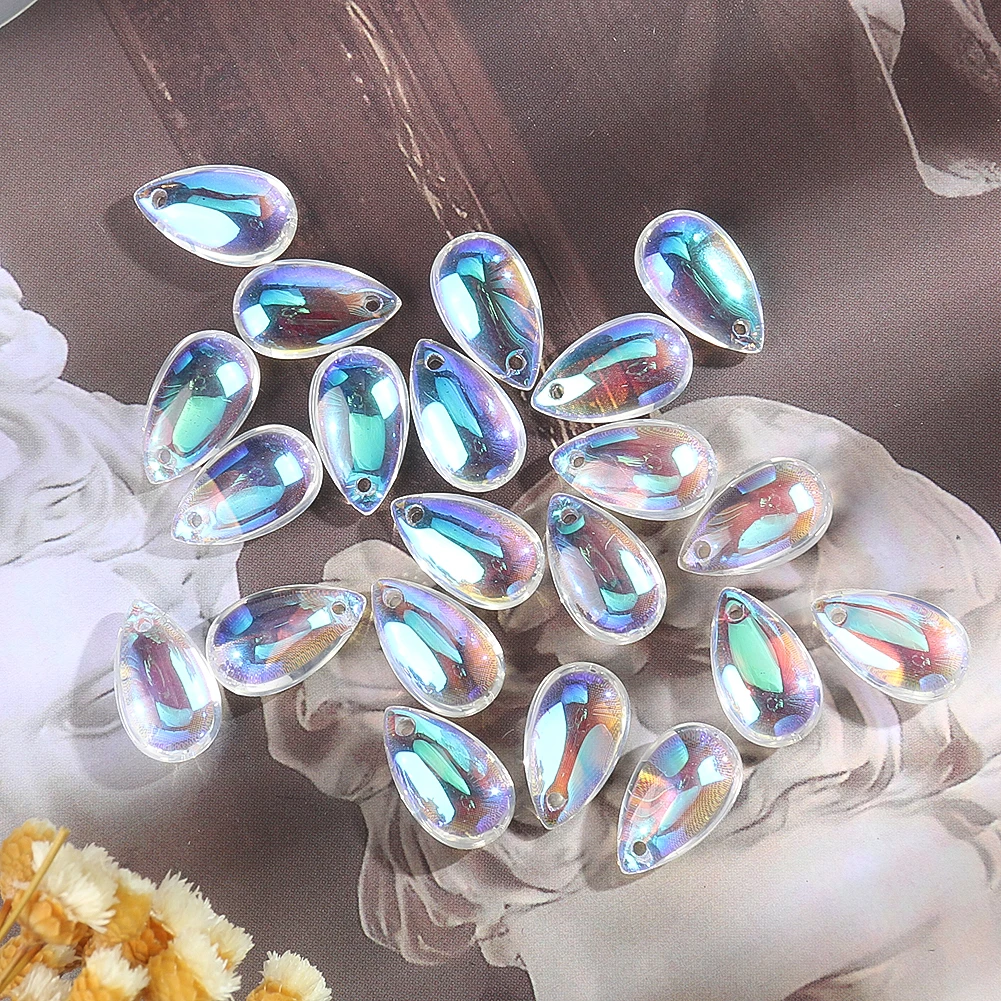 Color AB 20PC Rainbow Angel Tears Crystal Prism Earrings Necklace Jewelry Pendant Aurora Sun Catcher Chandelier Streamer Decor smile