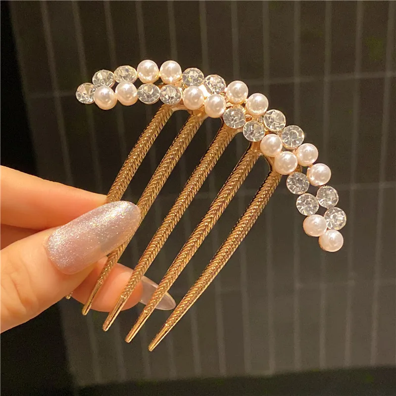 Pearl Gold Dia Mix Hair Combs Pan Hair Flower Leaf Hairpin Women Wedding Elegant Hair ddmysmile Accessories Smile