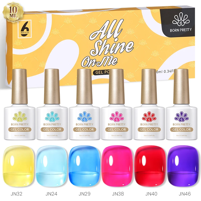 Jelly 3/6Pcs BORN PRETTY ddmysmile Color Gel Nail Polish Set All For Manicure Soak Off UV Gel LED Semi Permanent Varnish Base Top Coat Kit Smile
