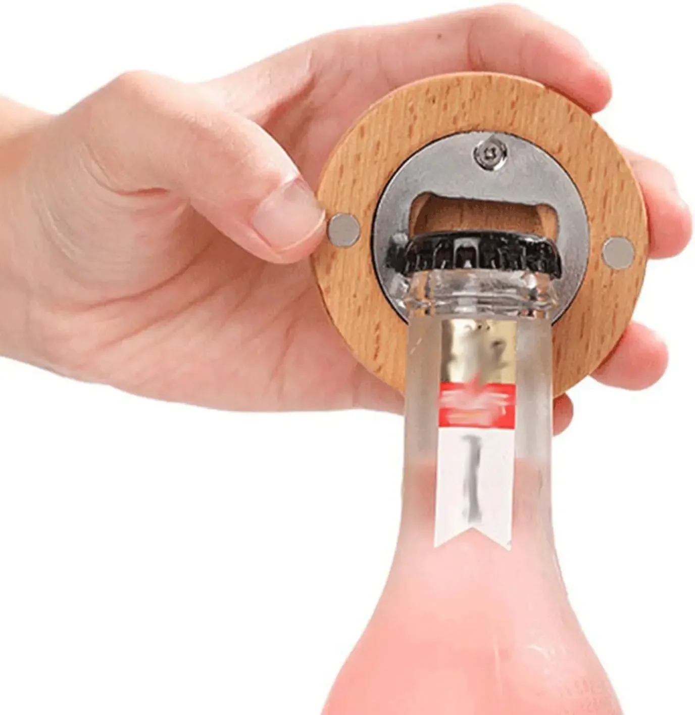 Beer Opener 40Pcs Bottle Bamboo Round Bottle Opener Coaster Fridge Magnet ddmysmile For Kitchen Party Bar Wedding Decor Gift Smile