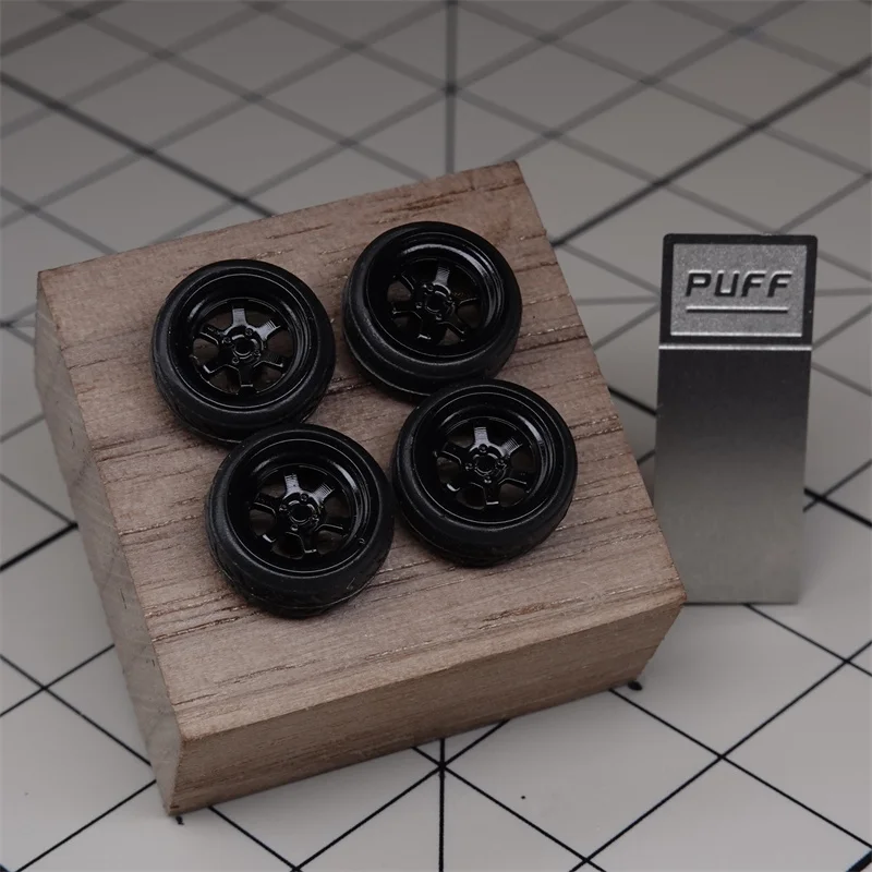 new Model Car 1/64 Wheels RAYS-TE37 2025 Wheels Diameter 6.8mm With Rubber Tires Modified Parts Racing Vehicle Toy Tomica 4pcs Set