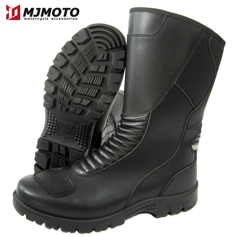 Boots Leather Motorcycle Black Retro Martin Boots Motorbiker Riding Shoes Motorboats Off-road Motorcyclist Shoes Protective smile