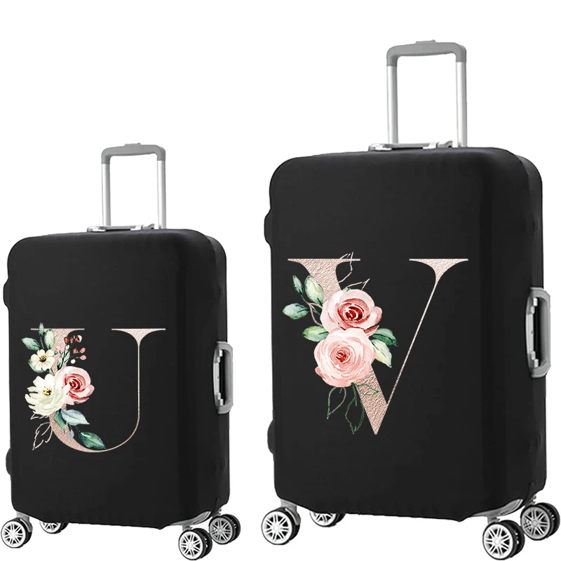 Letter Rose Golden Flower Lage Cover Thickened Stretch Lage Cover Protector for 18"-32" Suitcase Cover Travel Accessories smile 18"-32&