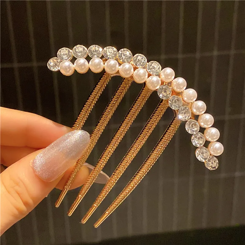 Pearl Gold Dia Mix Hair Combs Pan Hair Flower Leaf Hairpin Women Wedding Elegant Hair ddmysmile Accessories Smile