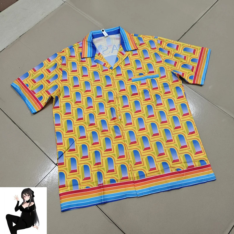 Fantasy Gate Print Shorts Shirt Set Yellow Clothes Men Women Haiwaii Beach Holiday Seaside Surf Short Suit 240518