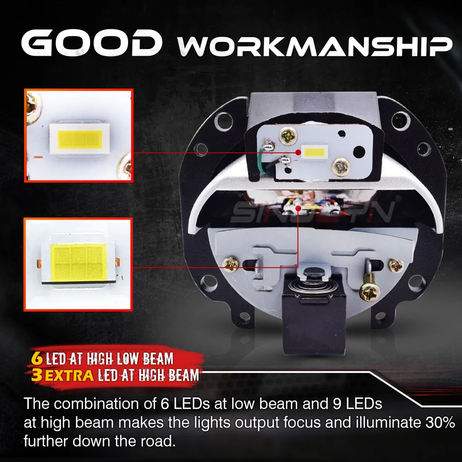 85W 2.5 Inch Bi LED Projector H7 LED H4 9005 9006 Angel Eyes Hyperboloid Lenses For Headlight 12000LM Car Lights Car Accessories