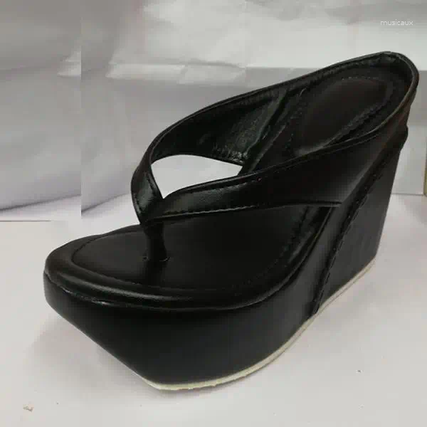 Slippers Med Shoes Woman 2024 On A Wedge Soft Rubber Flip ps Platform Comfort Hawaiian Fabric Scandals Slides PU Casual