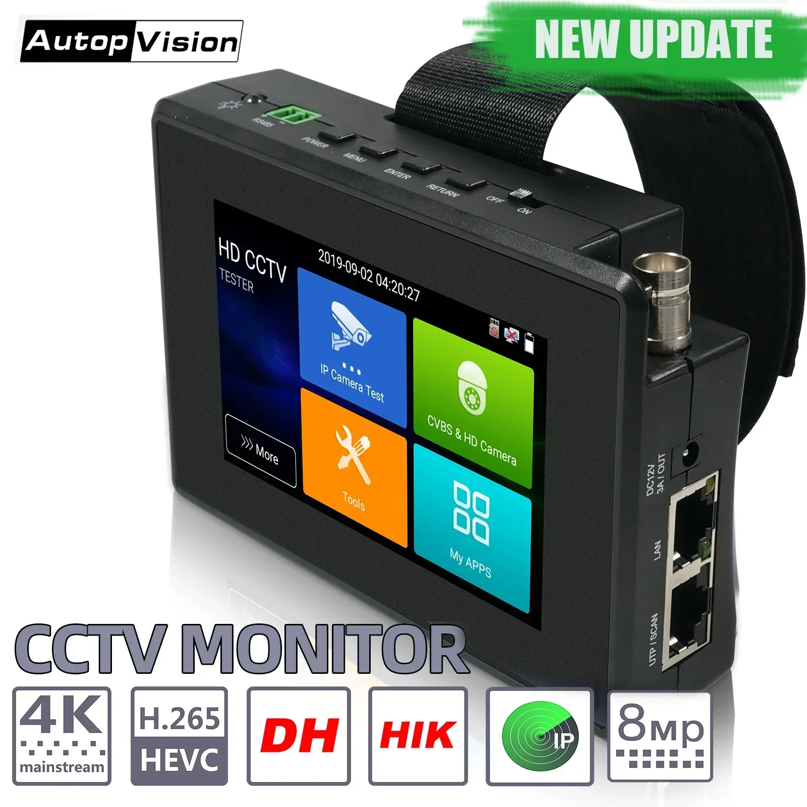 4K CCTV IP tester IPC-1800 plus 4 Inch Wrist H.265 AHD CVI TVI CVBS CCTV monitor for analog Ip camera tester POE testers
