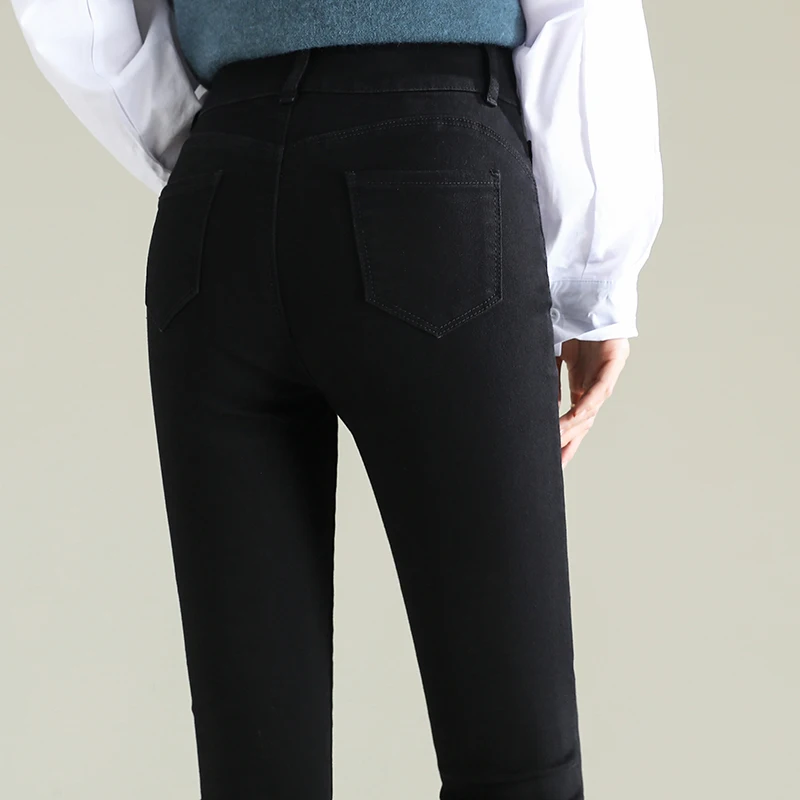 Skinny Plus Stretch Size Jeans For Woman High Waist Pencil Pants Vintage Slim Denim Pants New Female Autumn Ankle Trousers smile