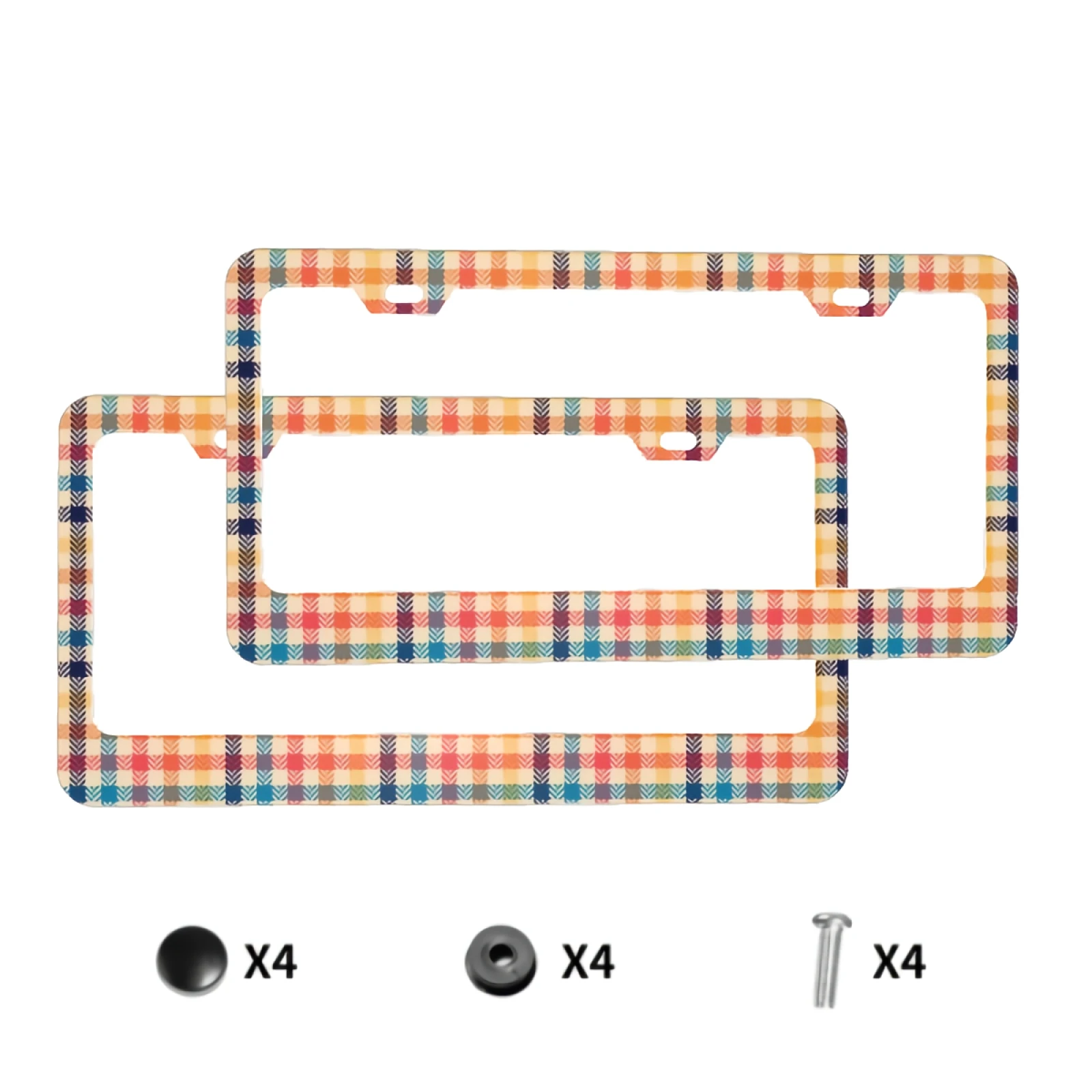 Frames License Multicolored Plate Tartan License Plate Covers Aluminum Novelty Car Tag Frame 2 Holes and Screws for Adults smile