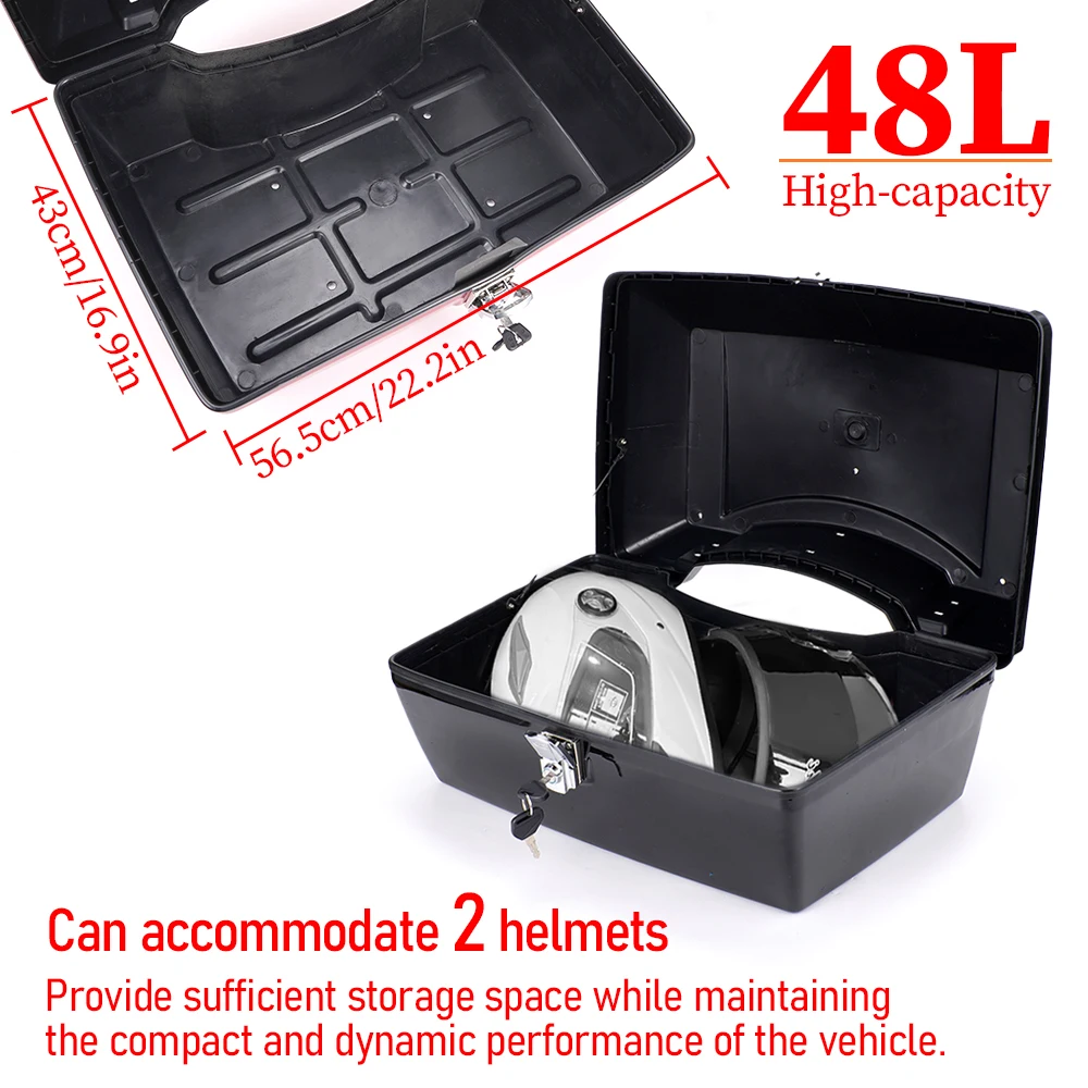 48L Universal Motorcycle Rear Storage Box Tail Luggage Trunk Case Toolbox Scooter Motorbike Motorcycle Trunk Scooter Motorbike