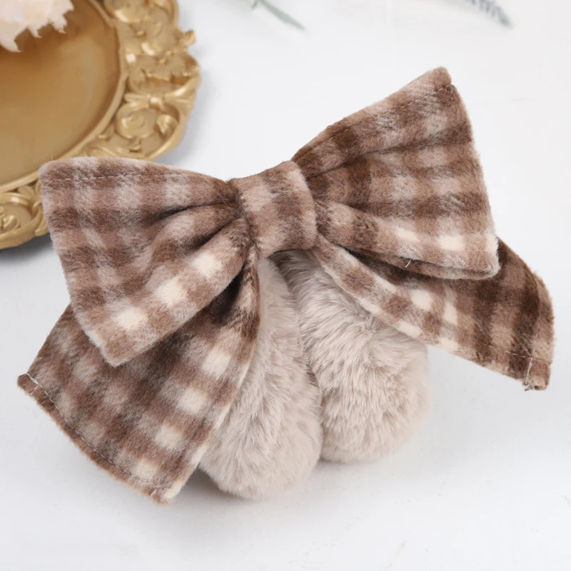 Plush Bow Girls Big Warm Earmuffs Kawaii Women's Lolita Winter Muff Ear Cover Lovely Fold Headband ddmysmile Christmas Halloween Accessory Smile