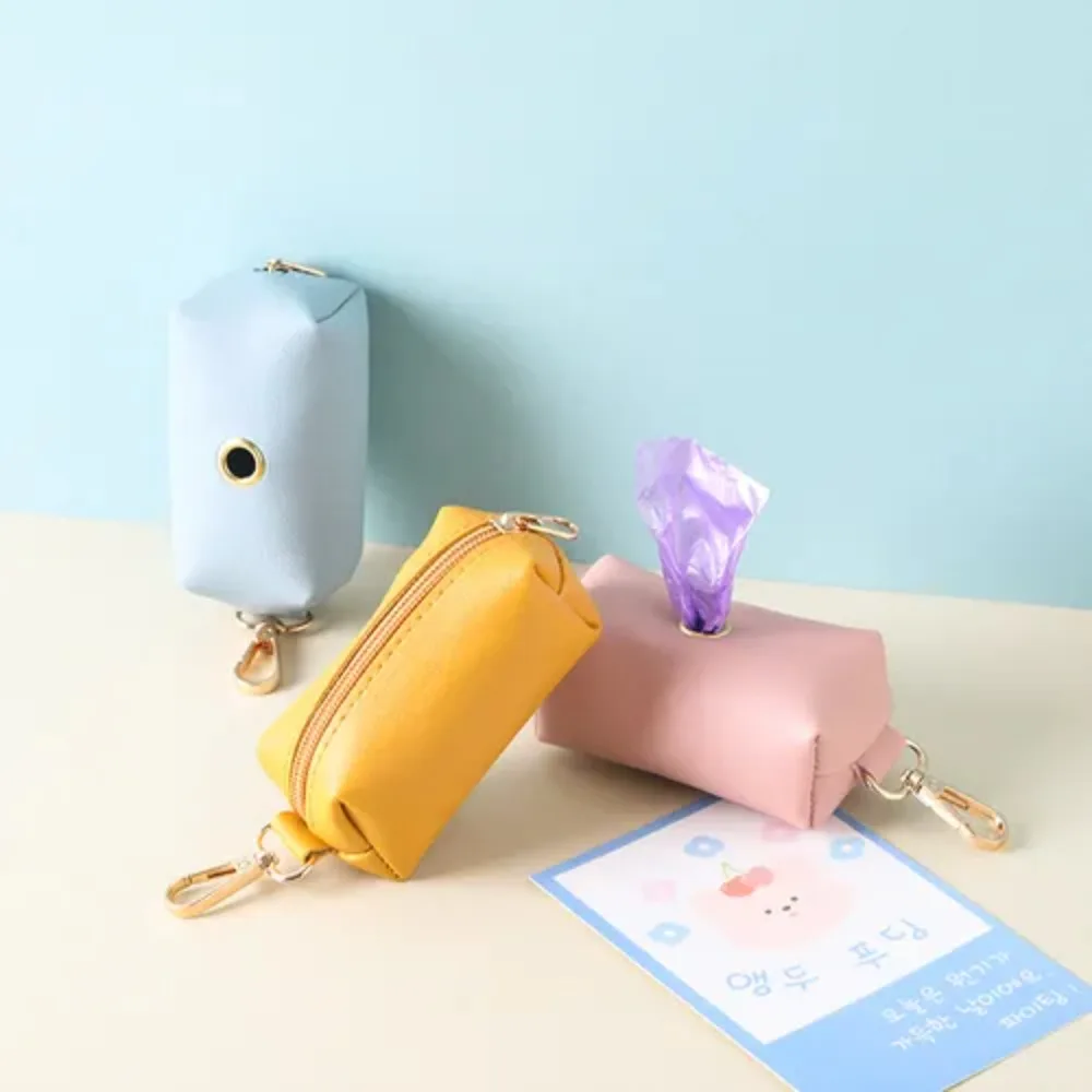 PU Leather Dog 2025 Poop Bag Dispenser with Metal Clip Pet Garbage Bag Dispenser new Waste Bags Storage Pouch For Leash and Belt